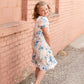 Girls Square Neck Floral Print Midi Dress Girls