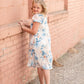 Girls Square Neck Floral Print Midi Dress Girls