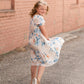 Girls Square Neck Floral Print Midi Dress Girls