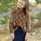 Girls Velvet Long Sleeve Floral Top Girls