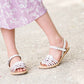 young girls white ankle strap sandal