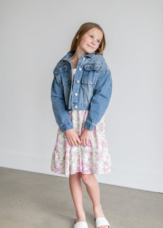 Girls Yellow & Pink Floral Dress Girls