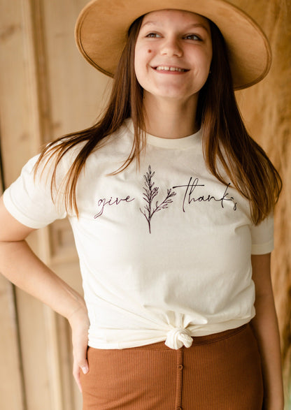 Give Thanks Cream Graphic Tee Tops Crazy Cool & Company