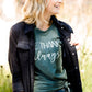 dark green women's give thanks fall graphic tee