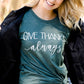 dark green women's give thanks fall graphic tee