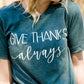 dark green women's give thanks fall graphic tee