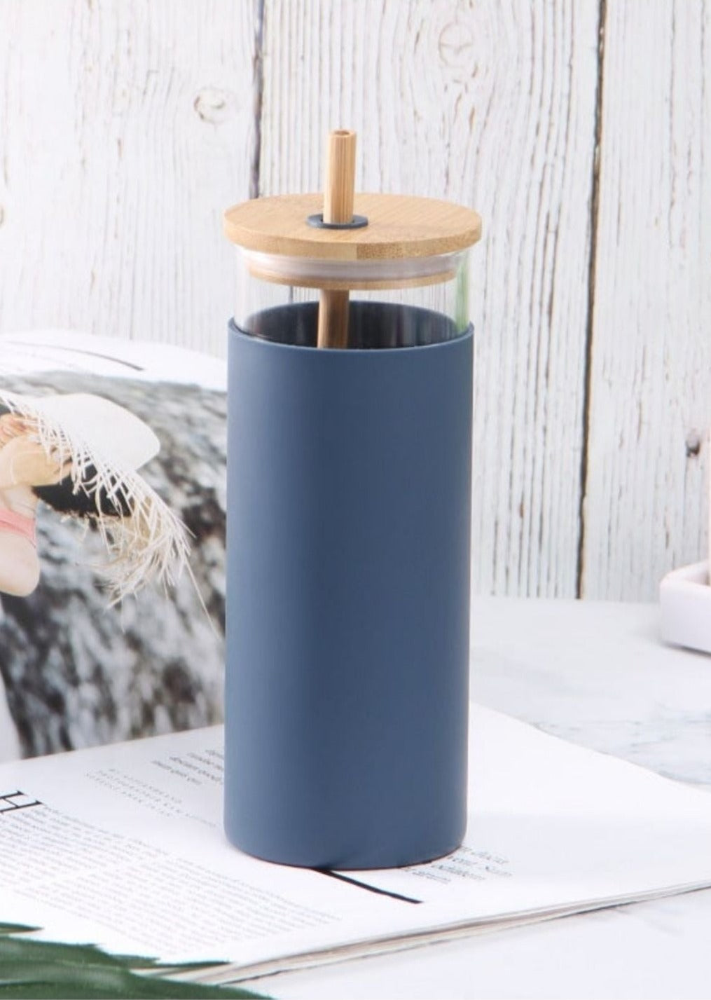 Glass Silicone Tumbler Home & Lifestyle Beauty Stash Blue