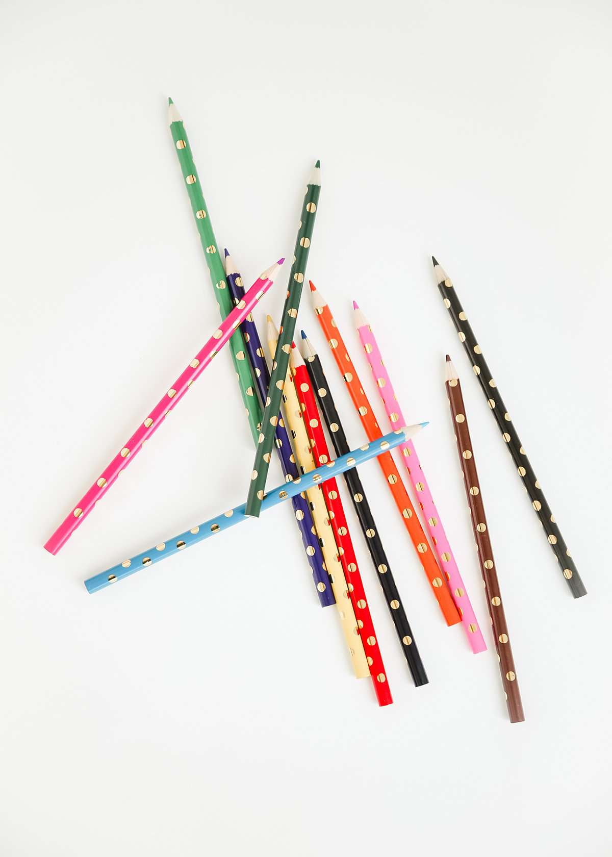 Gold dot detail colored pencils