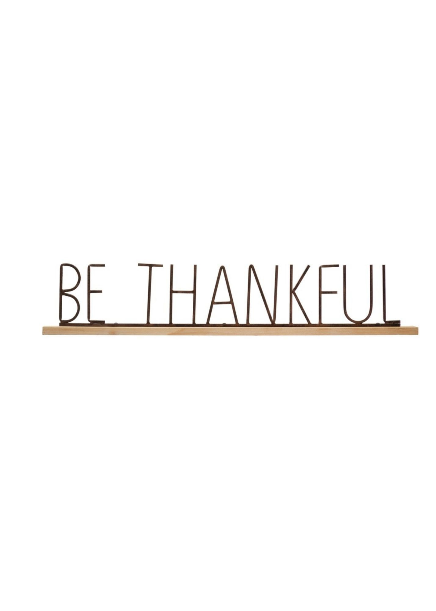 Gold Metal + Wood Thankful + Give Thanks Sign Home & Lifestyle Creative Co-op Be Thankful