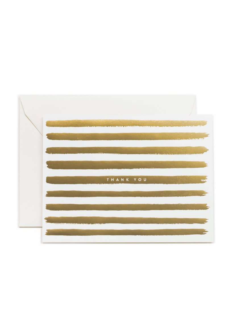Modest Gifts thank you greeting card with gold foil stripes