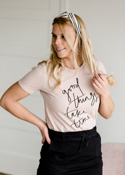 Good Things Take Time Graphic Top - FINAL SALE Tops