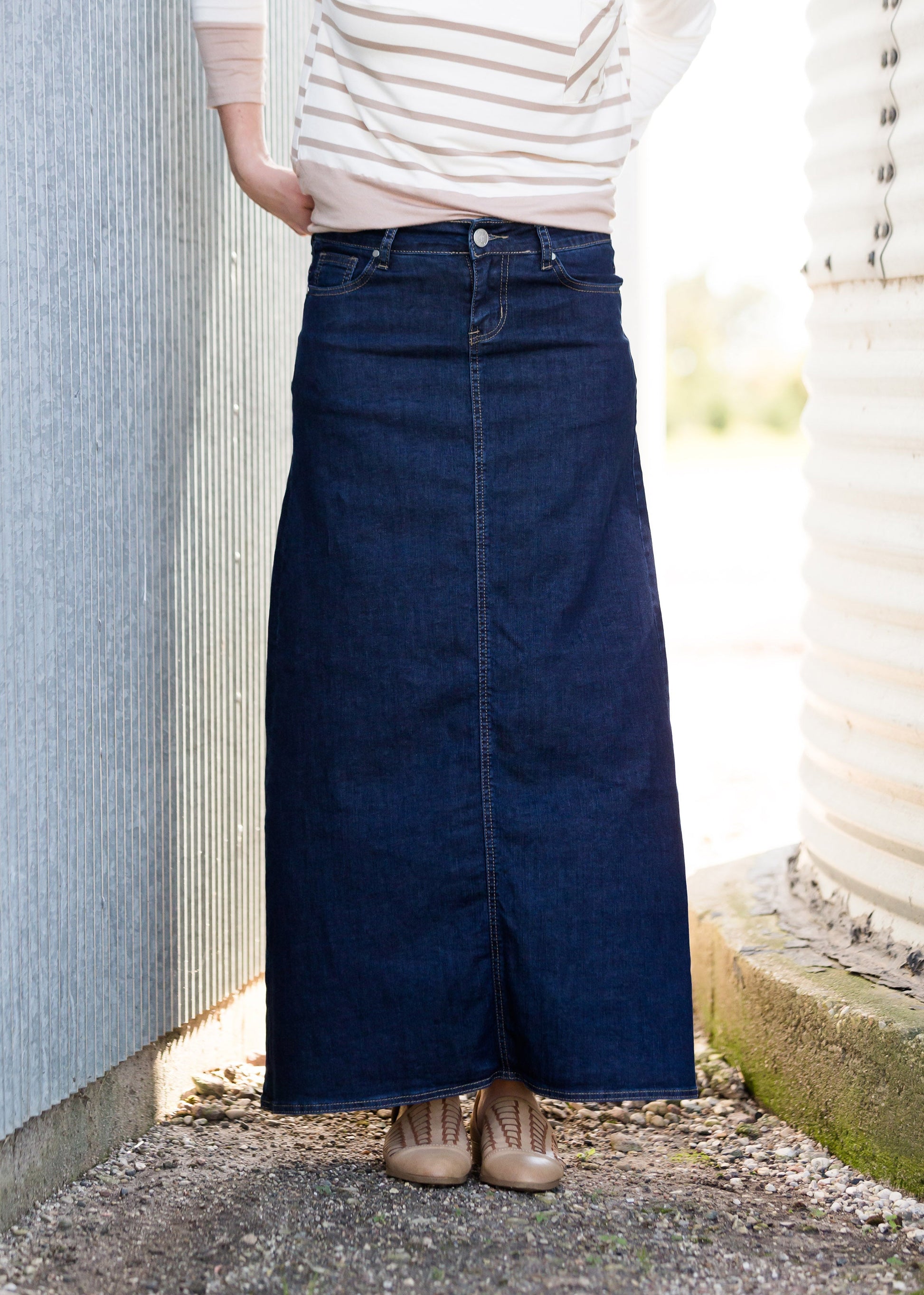 Grace A-Line Long Denim Skirt - FINAL SALE Skirts