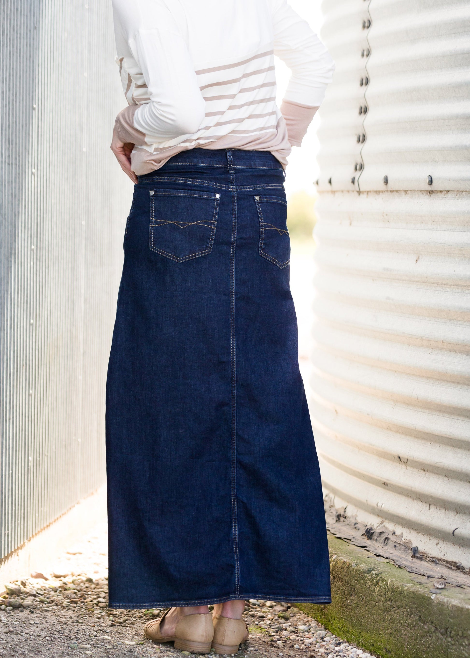 Grace A-Line Long Denim Skirt - FINAL SALE Skirts