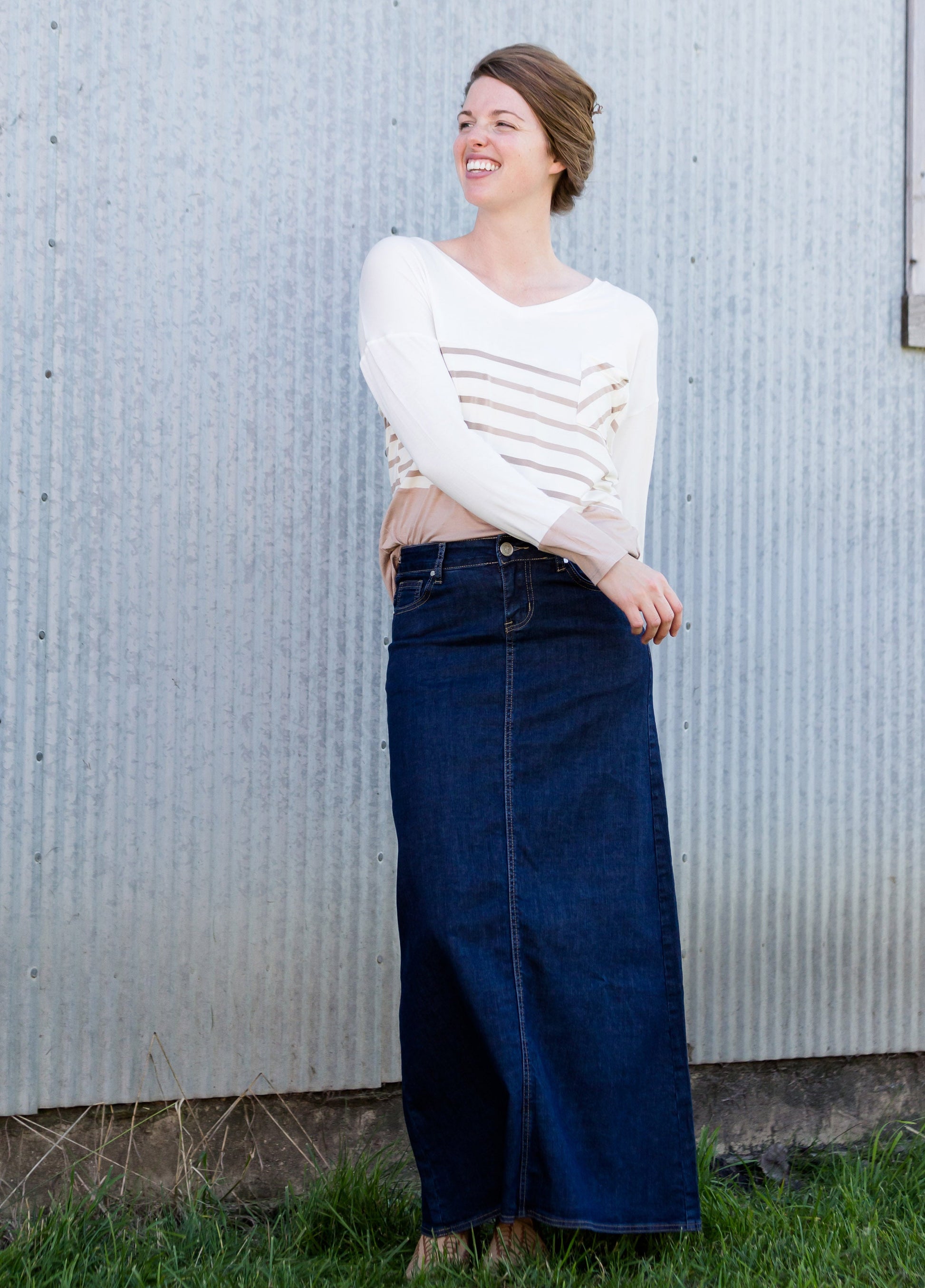 Grace A-Line Long Denim Skirt - FINAL SALE Skirts