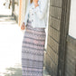 Gray and Pink Geometric Print Maxi Skirt - FINAL SALE Skirts