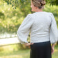 Gray Balloon Sleeve Knit Sweater Tops Grade & Gather