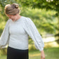 Gray Balloon Sleeve Knit Sweater Tops Grade & Gather