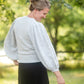 Gray Balloon Sleeve Knit Sweater Tops Grade & Gather