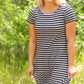 Gray + Black Striped Bottom Knot Midi Dress Dresses