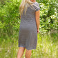 Gray + Black Striped Bottom Knot Midi Dress Dresses