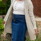 Gray Chunky Cable Knit Cardigan Tops