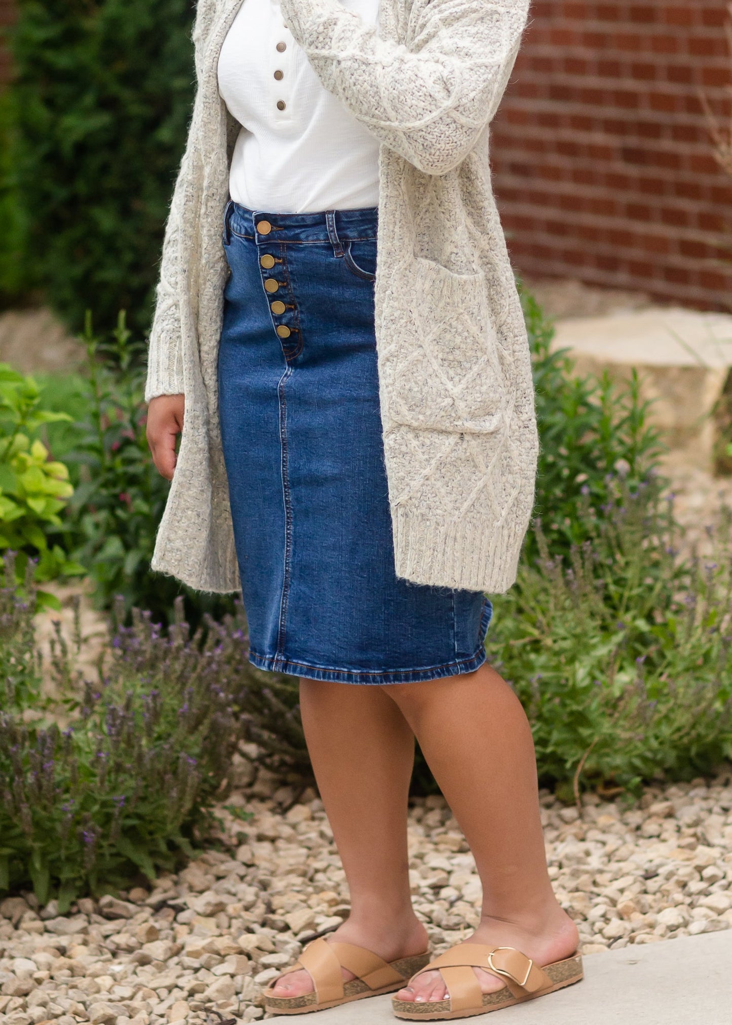 Gray Chunky Cable Knit Cardigan Tops