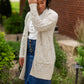 Gray Chunky Cable Knit Cardigan Tops