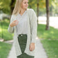 Gray Chunky Cable Knit Cardigan Tops Staccato