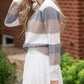 Gray Colorblock Crew Neck Sweater Tops