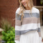 Gray Colorblock Crew Neck Sweater Tops