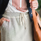 Gray Cotton Elastic Waist Midi Skirt Skirts