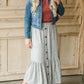 Gray Cozy Knit Tiered Midi Skirt Skirts