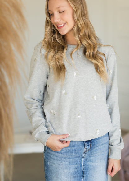 Gray Dainty Floral Sweatshirt - FINAL SALE Shirt