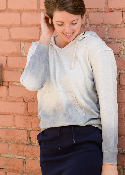 Gray Dyed Oversized Hooded Sweatshirt - FINAL SALE Tops