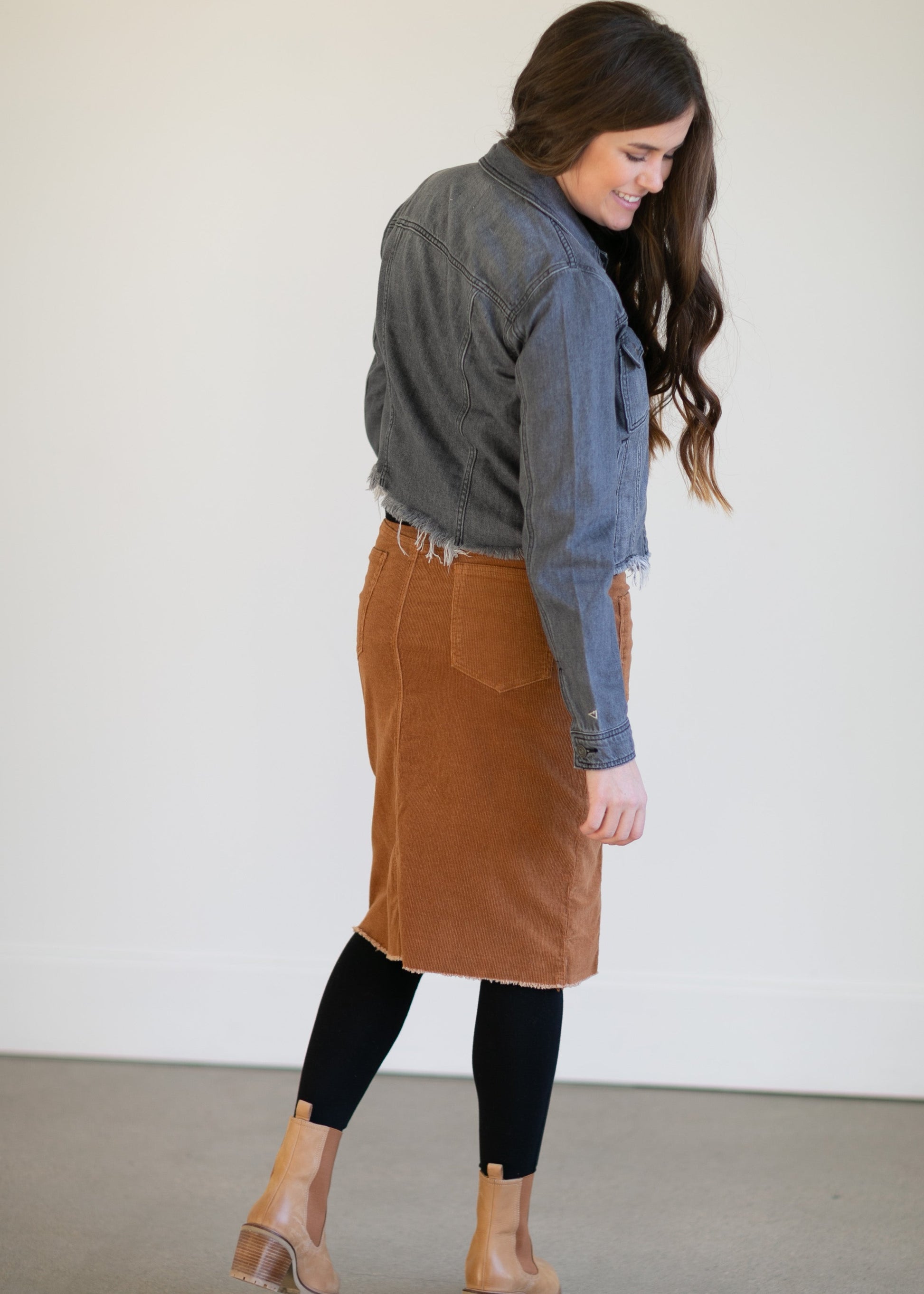 Gray Fitted Jacket with Uneven Hem Tops
