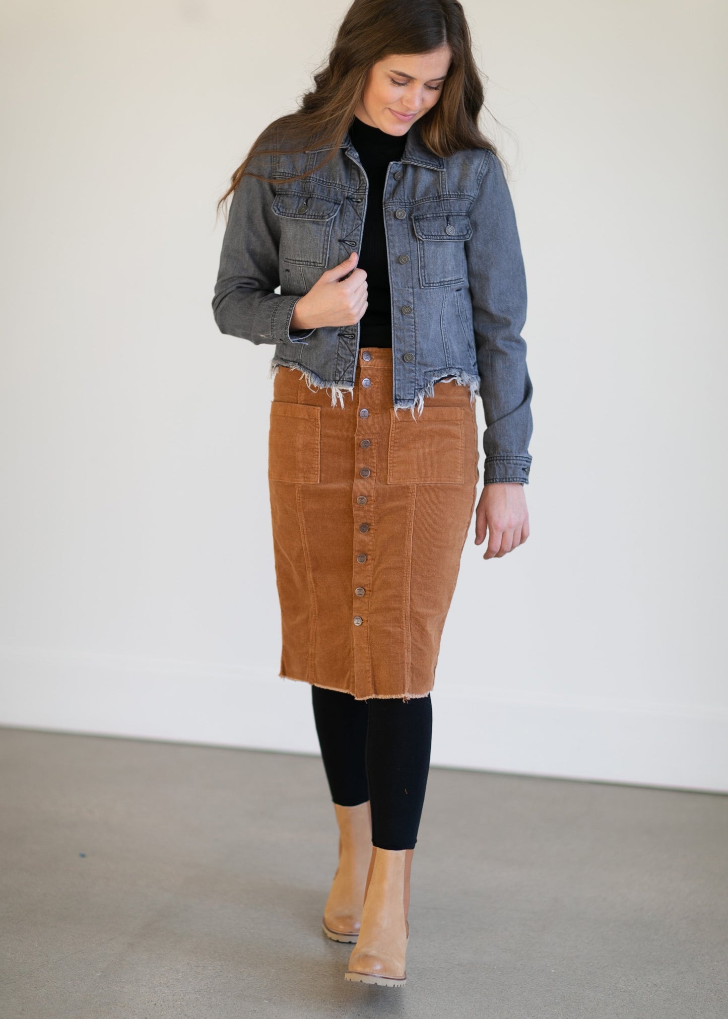Gray Fitted Jacket with Uneven Hem Tops