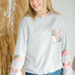 Gray Floral Color Block Sweatshirt - FINAL SALE Tops