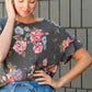 Gray Floral Short Sleeve Tee - FINAL SALE Tops