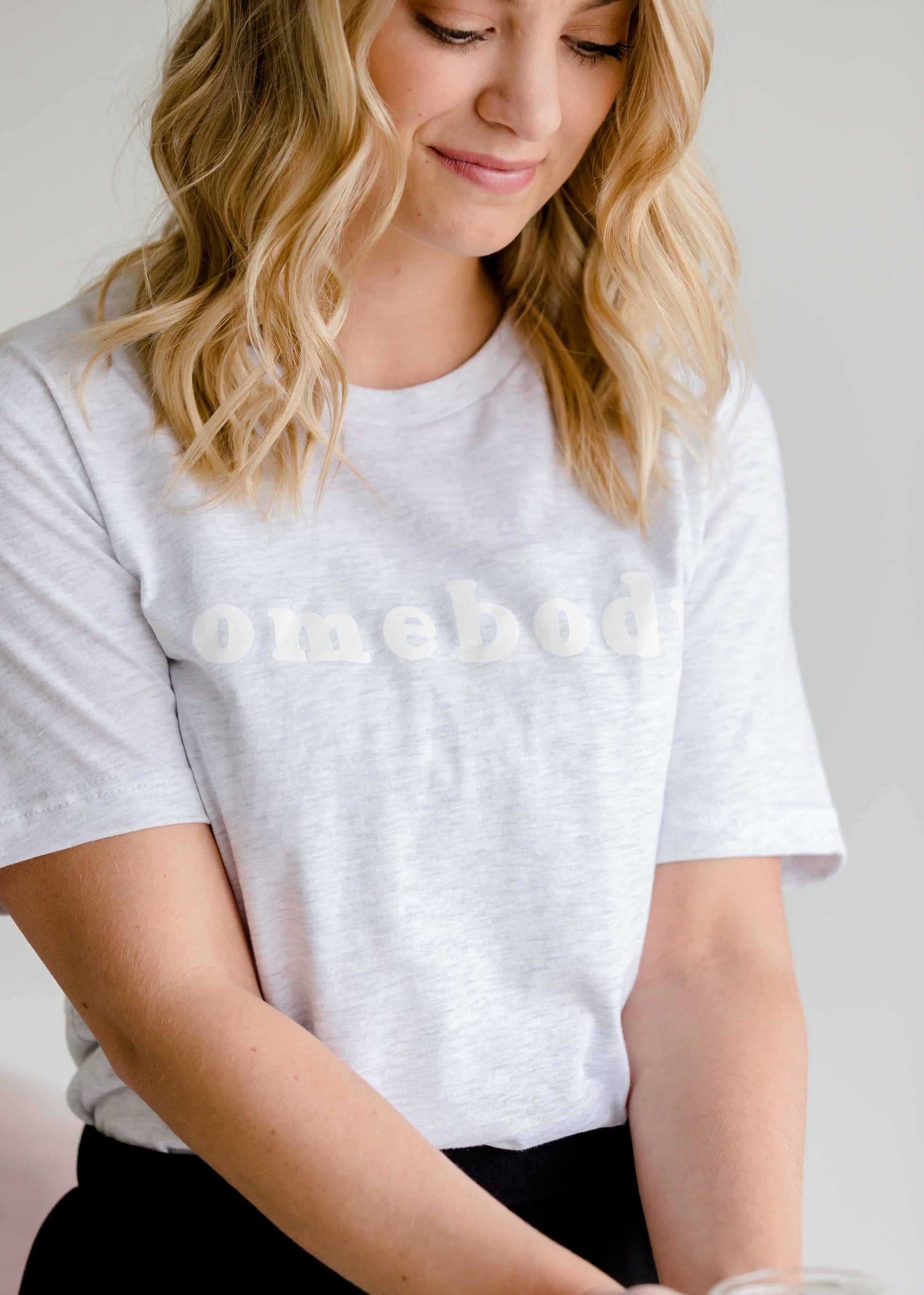 Gray Homebody Graphic Tee - FINAL SALE Tops