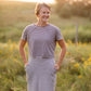Gray Layered Midi Stripe Knit Dress VOY Inherit