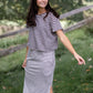 Gray Layered Midi Stripe Knit Dress VOY Inherit