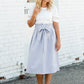 Gray Pleated Waist Tie Midi Skirt - FINAL SALE Skirts