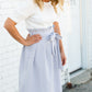 Gray Pleated Waist Tie Midi Skirt - FINAL SALE Skirts