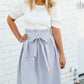 Gray Pleated Waist Tie Midi Skirt - FINAL SALE Skirts