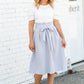 Gray Pleated Waist Tie Midi Skirt - FINAL SALE Skirts