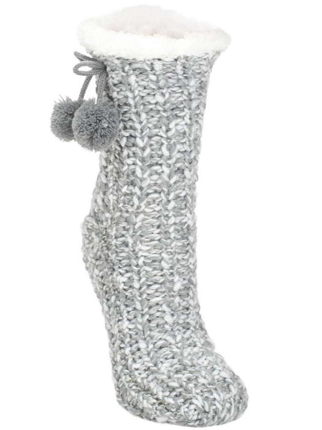 Gray Pom Pom Slipper Socks Accessories