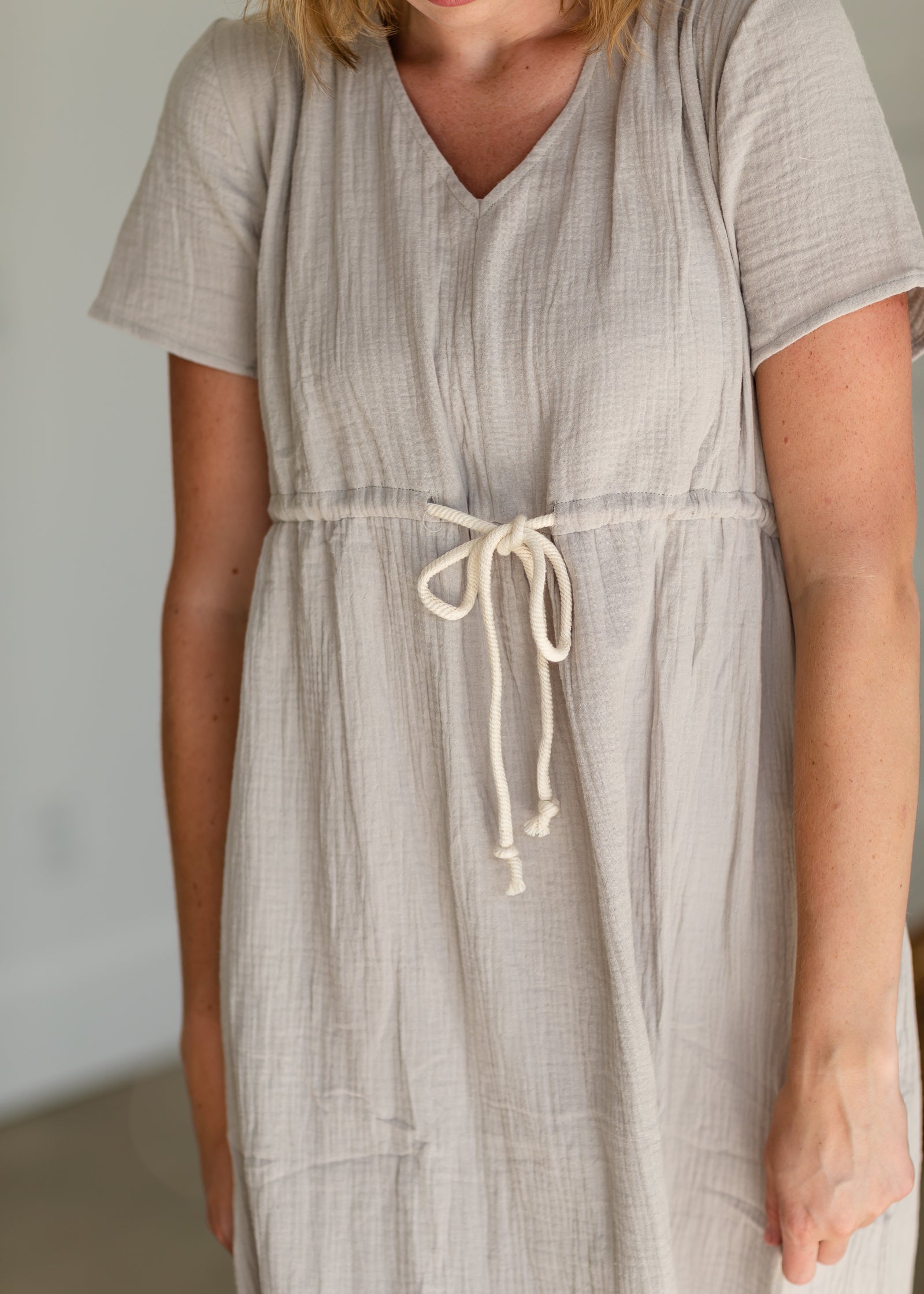 Gray Rope Tie Waist Midi Dress - FINAL SALE Dresses