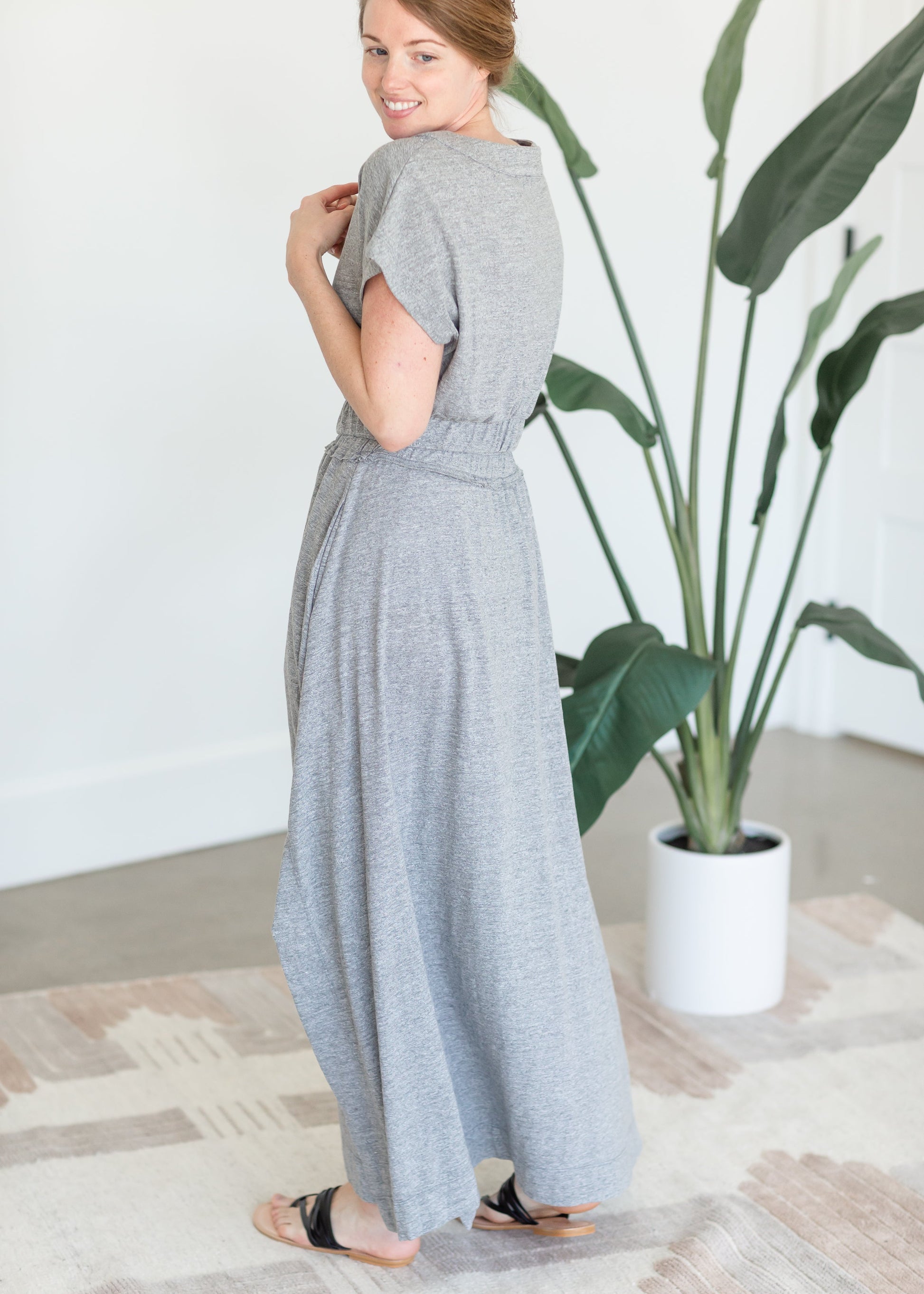 Gray Side Slit Maxi Skirt Skirts By Together