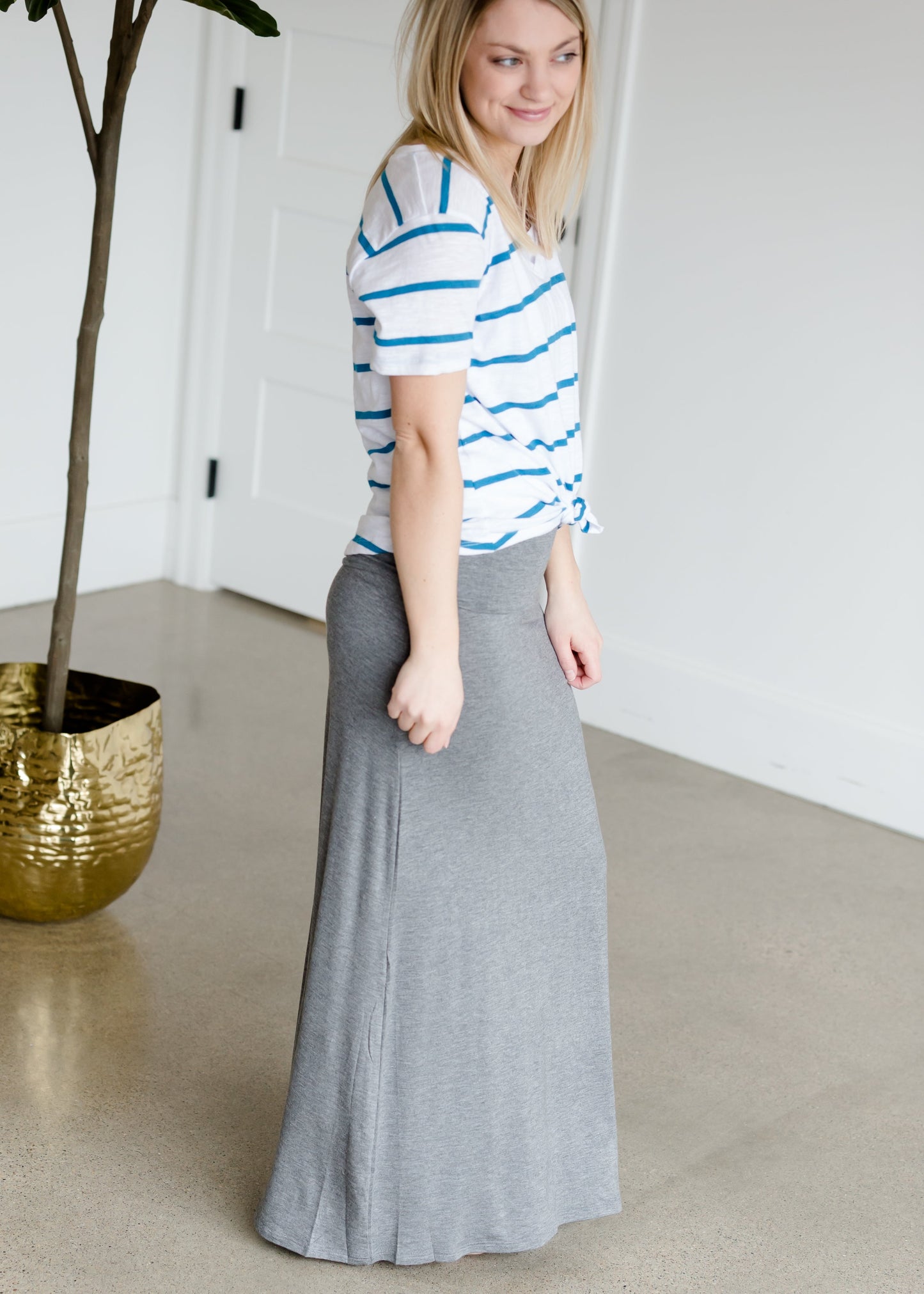 Gray Stretch Waist Maxi Skirt - FINAL SALE Skirts