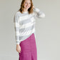 Gray Stripe Drop Shoulder Patch Pocket Top - FINAL SALE Tops